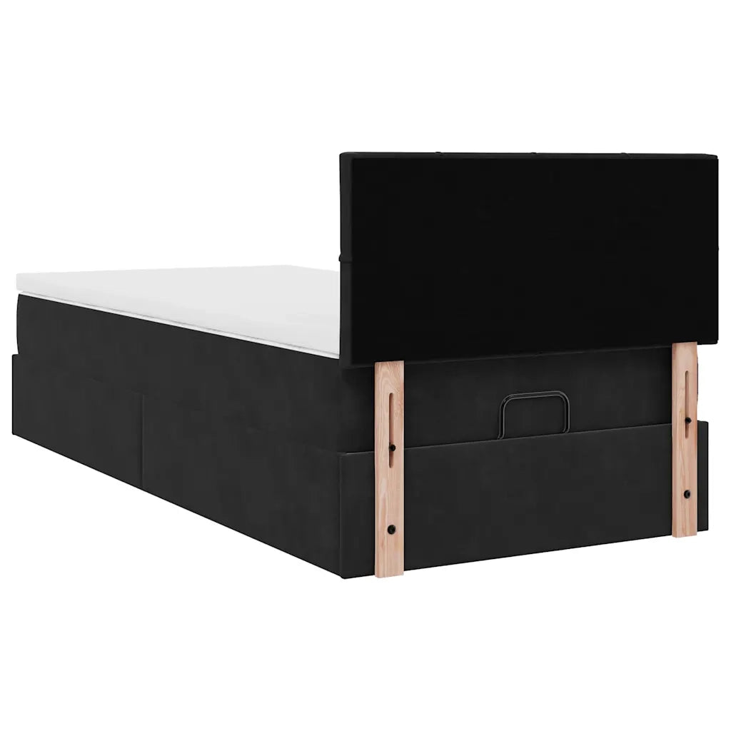 Struttura Letto Pouf con Materasso Nero 100x200 cm Velluto 3312604