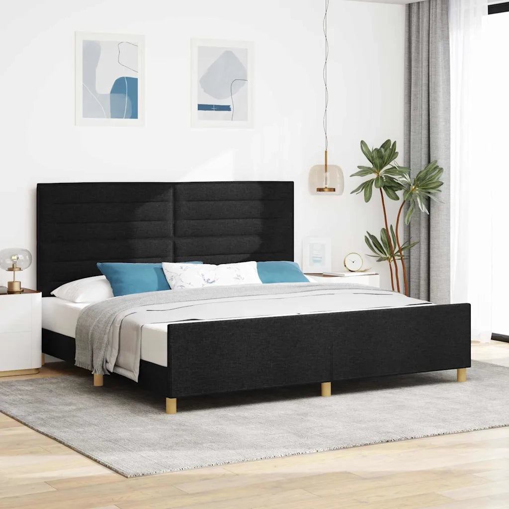 Struttura del letto con testiera Nero 200 x 200 cm Tessuto 3344678
