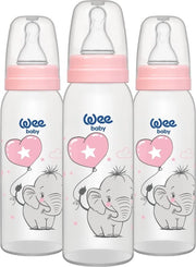 (3 pezzi) Biberon in plastica | Biberon BPA-free con beccuccio arrotondato per l'allattamento artificiale | Biberon per neonati e bambini con capacità di 125 e 250 ml