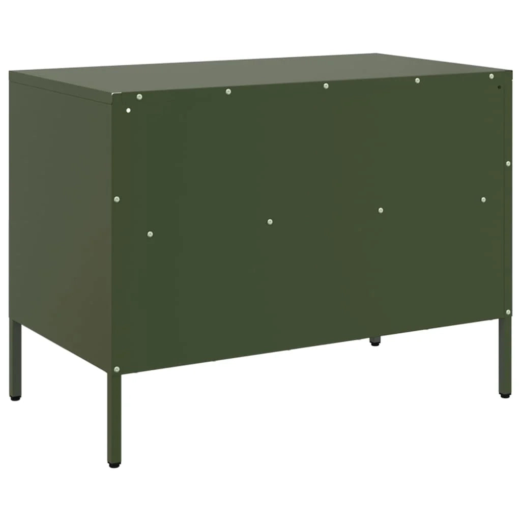 Mobile TV multimediale scaffale TV credenza mobile TV sala da pranzo soggiorno camera da letto 2 pezzi verde oliva 68 x 39 x 50,5 cm acciaio verde 02_0028644