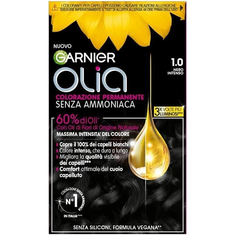 SET 2 GARNIER OLIA TINTA PERMANENTE SENZA AMMONIACA 1.0 NERO INTENSO