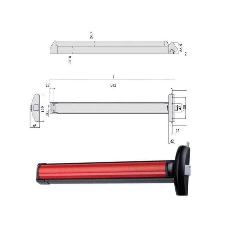 Maniglione Fast Touch 120 Lat+Vert 59811-10-0 Cisa