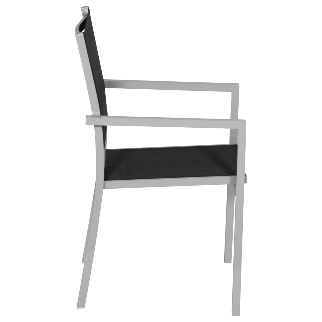 Set di 8 sedie in alluminio grigio - textilene nero