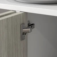 Buffet da cucina mobile da archiviazione 2 armadi con ripiani regolabili, 121 x 37 x 75 cm, bianco e effetto legno grigio