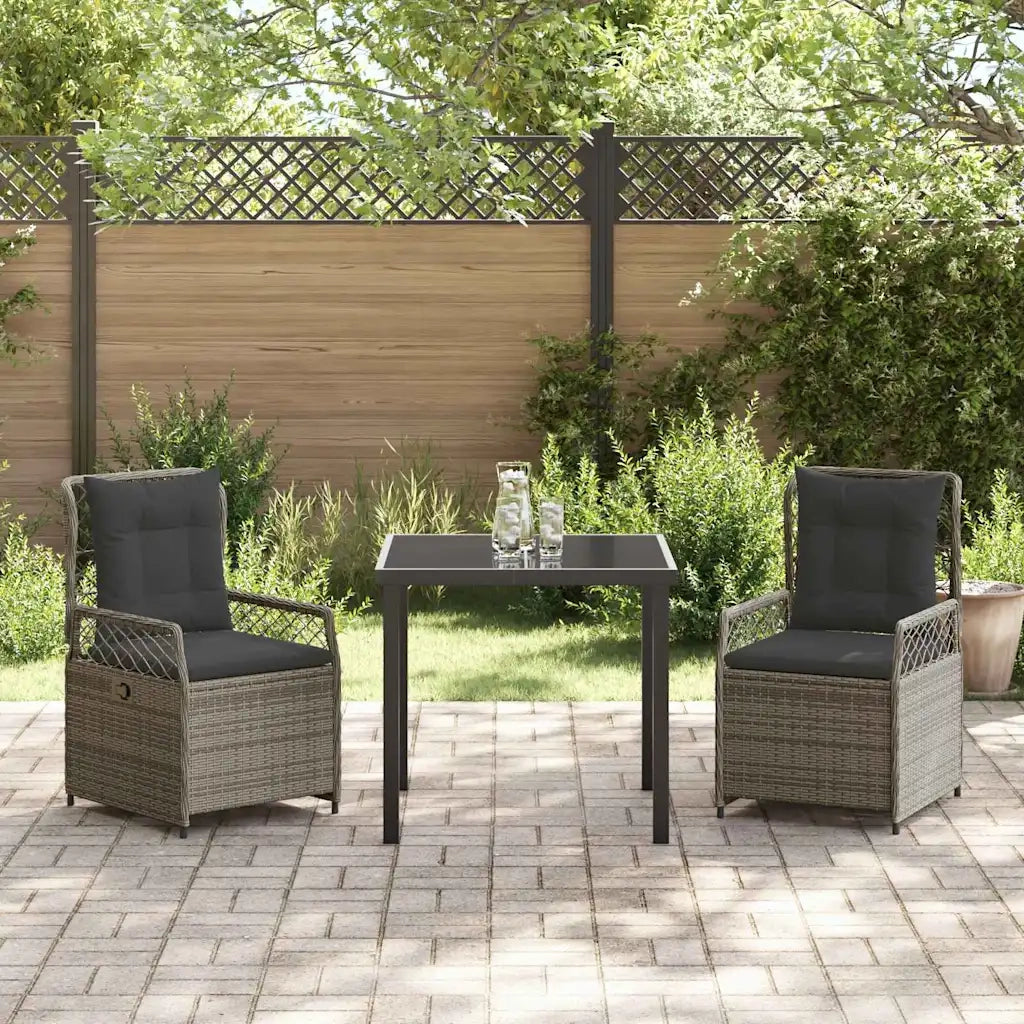 Set da Pranzo per Giardino 3 pcs Grigio polyrattan 3380995