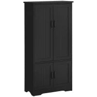 Credenza Buffet da Cucina Contemporanea con 2 Armadi e 3 Ripiani, in MDF e Pannelli di Particelle, Nero