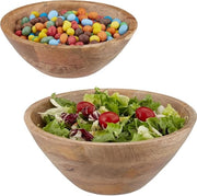 Set di scodelle di mango in legno di 2 pezzi Ø 23 e 29 cm - Scodelle rotonde per snack - Scodella per frutta in legno marrone