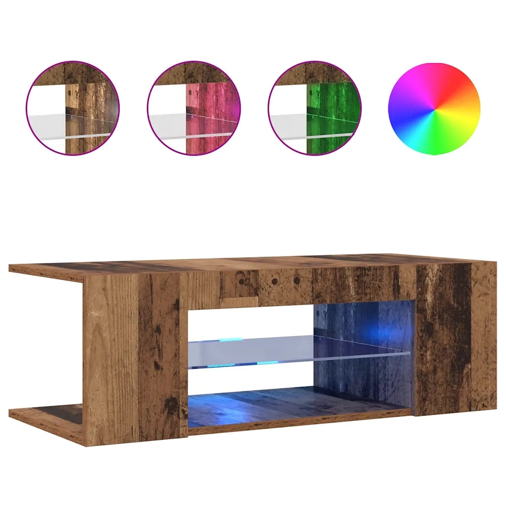 Mobile Porta TV con LED Legno Antico 90x39x30 cm Multistrato 856325