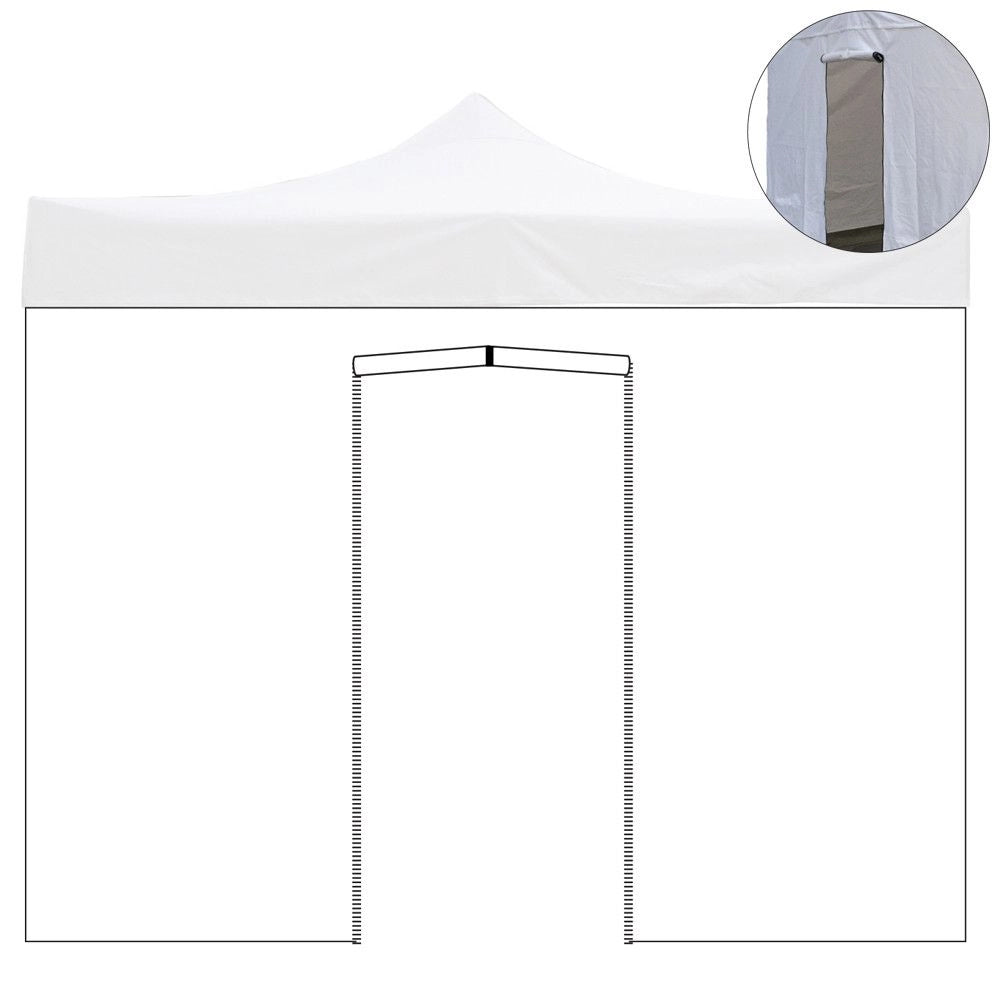 Telo laterale 3x2m bianco impermeabile con porta avvolgibile per gazebo richiudibile Market-Pro