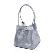 Borsa a tracolla da donna in vera pelle, colore argento.