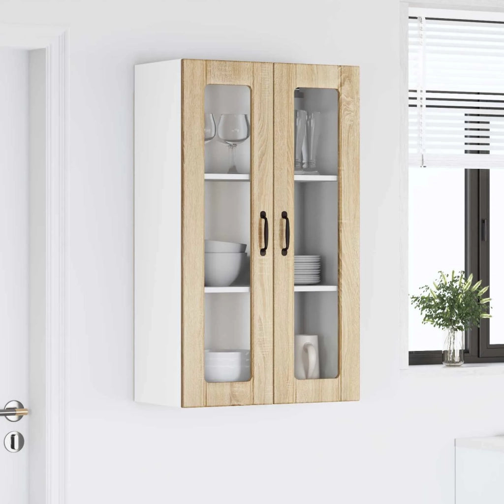Mobile in vetro da parete LUCCA Rovere Sonoma 60 x 31 x 100 cm