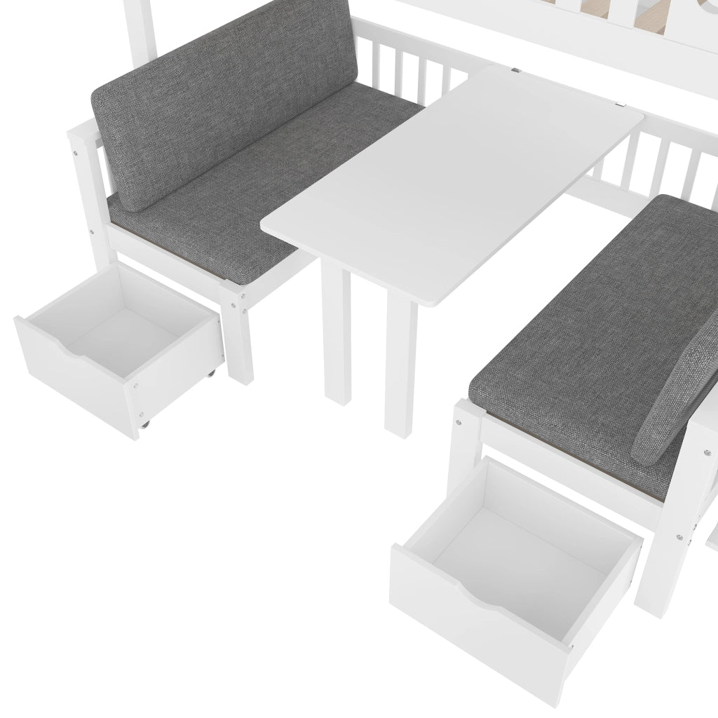 LETTO A CASTELLO multifunzionale 90x200 cm con scrivania, bianco