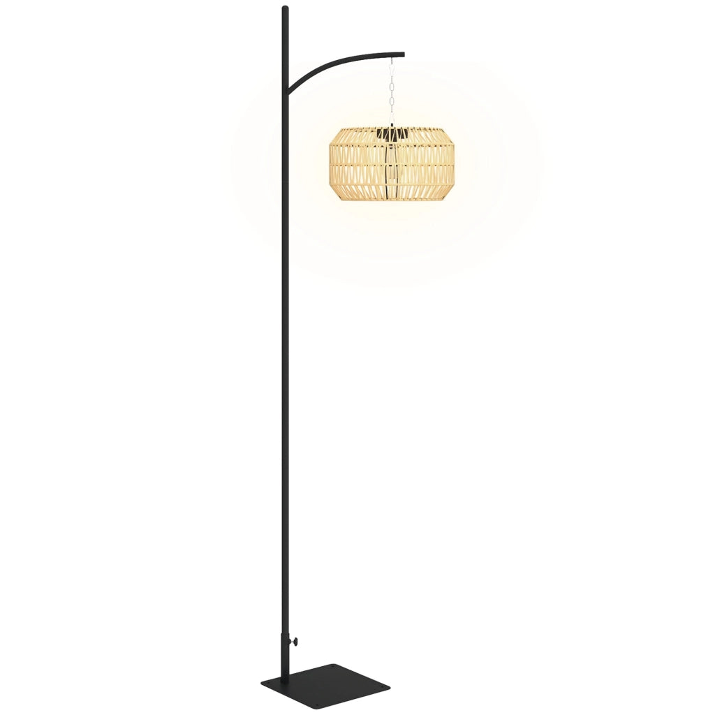 Lampada da Terra Solare Rattan ¨C Xylo ¨C Con Sensore Luce IP44 Stile Boho Nero Giallo