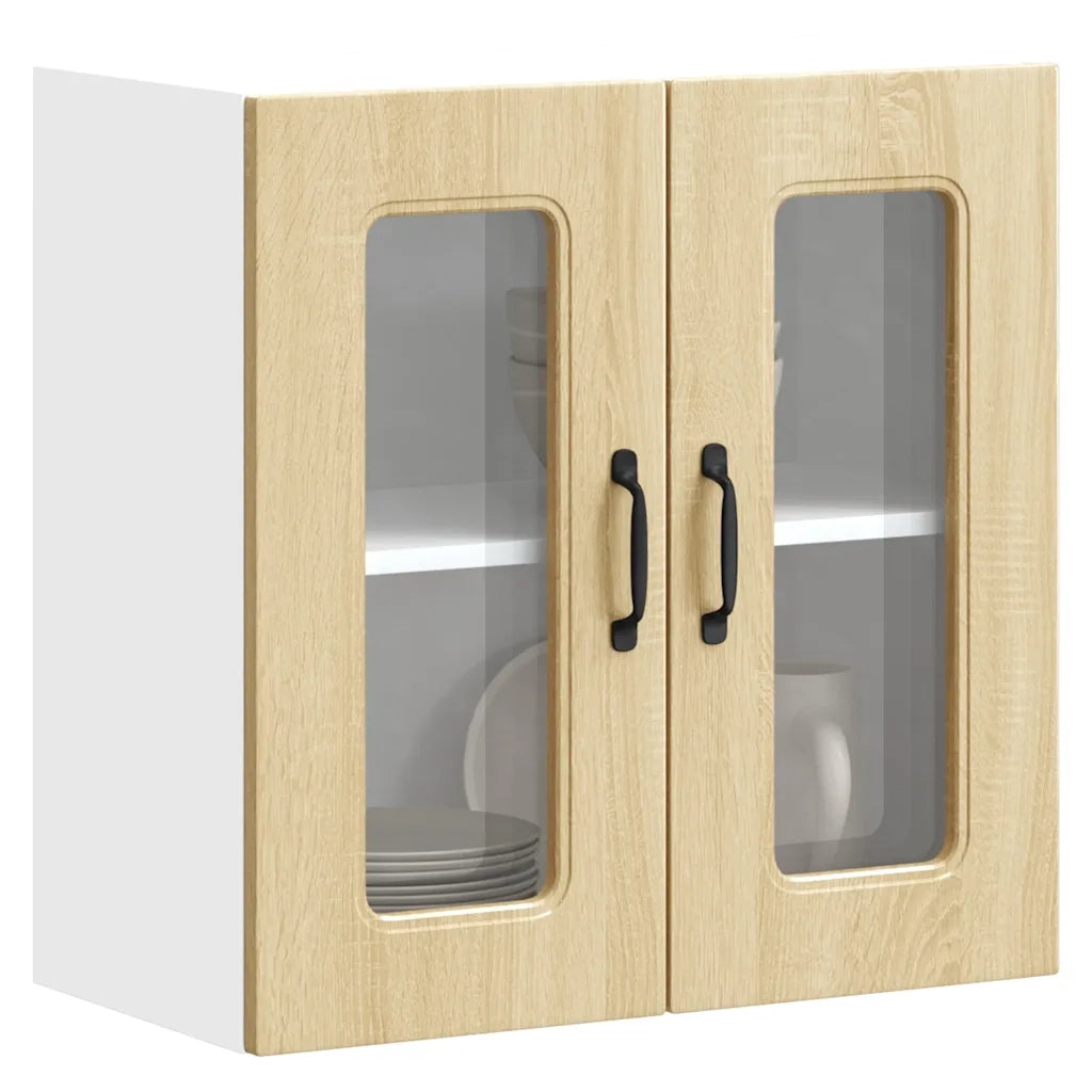 Pensile da Cucina con Porta in Vetro Kalmar Rovere Sonoma