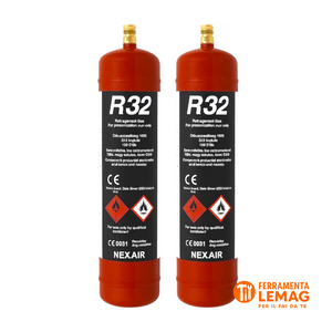 Ricarica gas R32 per condizionatori, valvola 1/2" ACME SX, approvazione T-PED