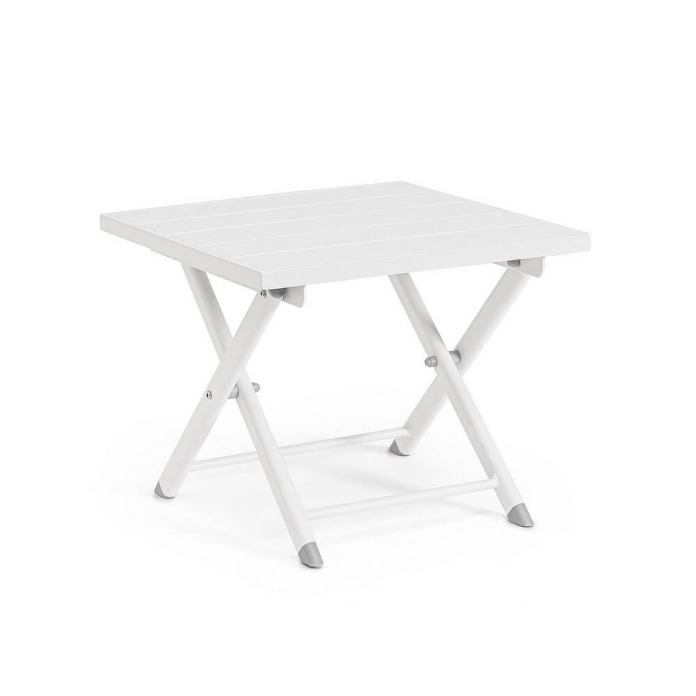 Tavolino Alluminio Blu Moderno da Esterno 44x43 cm - TERRA Colore: Bianco