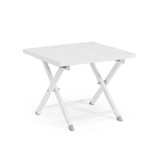 Tavolino Alluminio Blu Moderno da Esterno 44x43 cm - TERRA Colore: Bianco