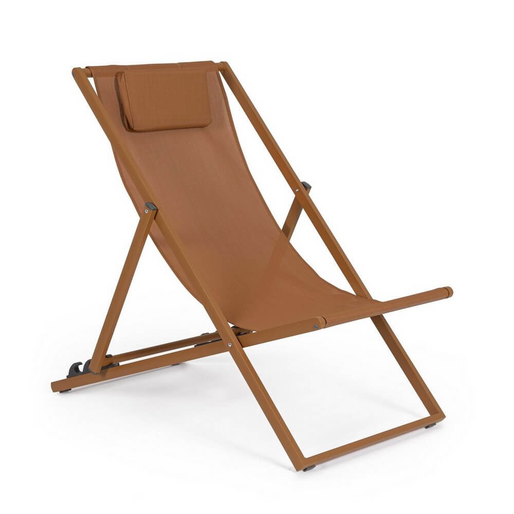 Set 4 Sdraio da Giardino Alluminio Blu Moderne da Esterno - TERRA Colore: Marrone