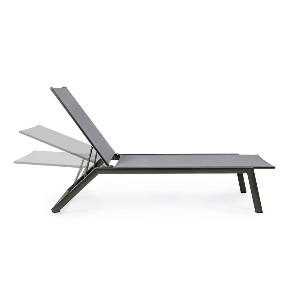 Set 4 Lettini da Giardino Alluminio Antracite Moderni - VOYAGE