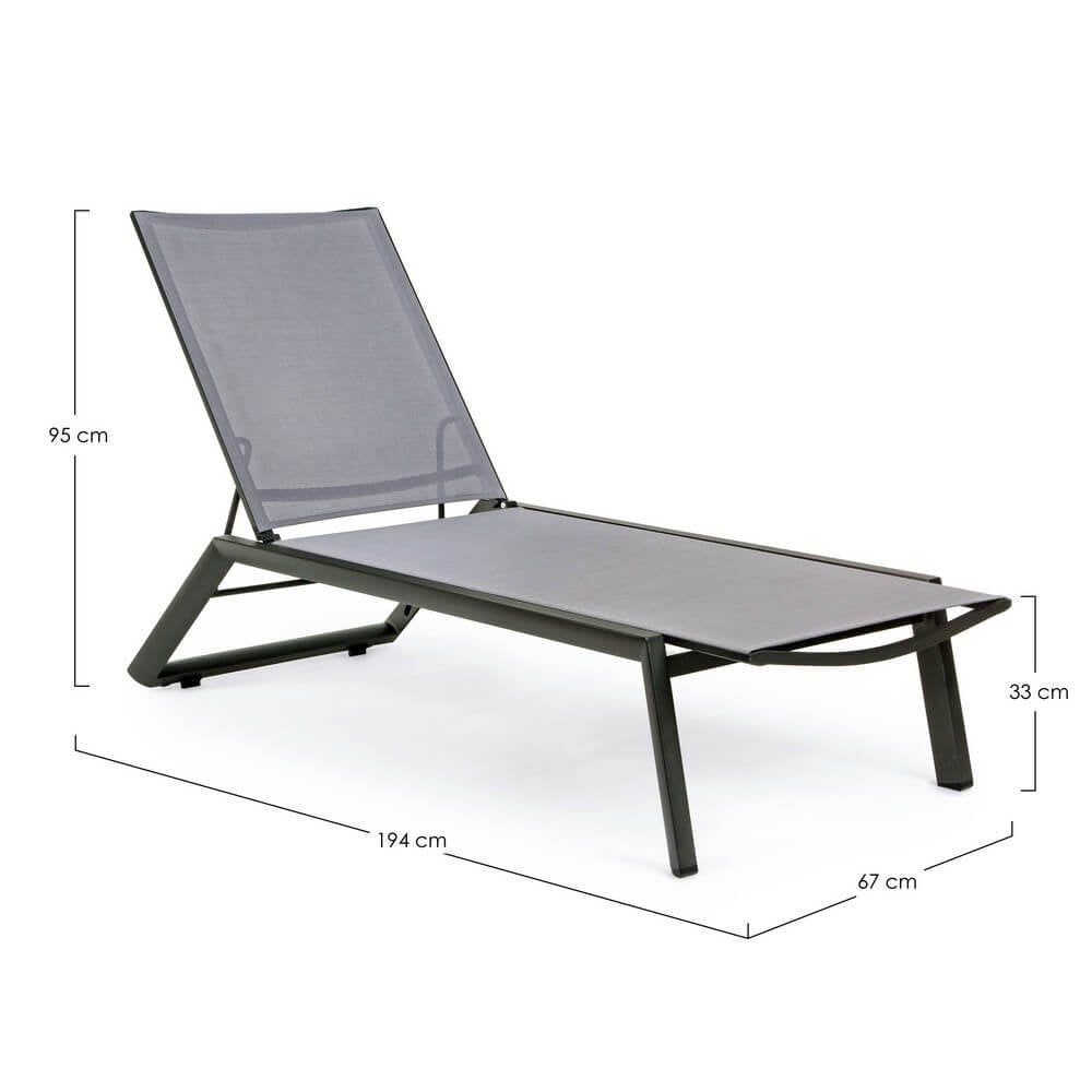 Set 4 Lettini da Giardino Alluminio Antracite Moderni - VOYAGE