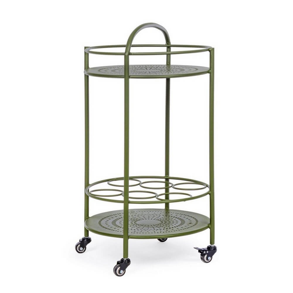 Carrello Bottiglie Acciaio Bordeaux Industriale da Interno - RUGGED Colore: Verde