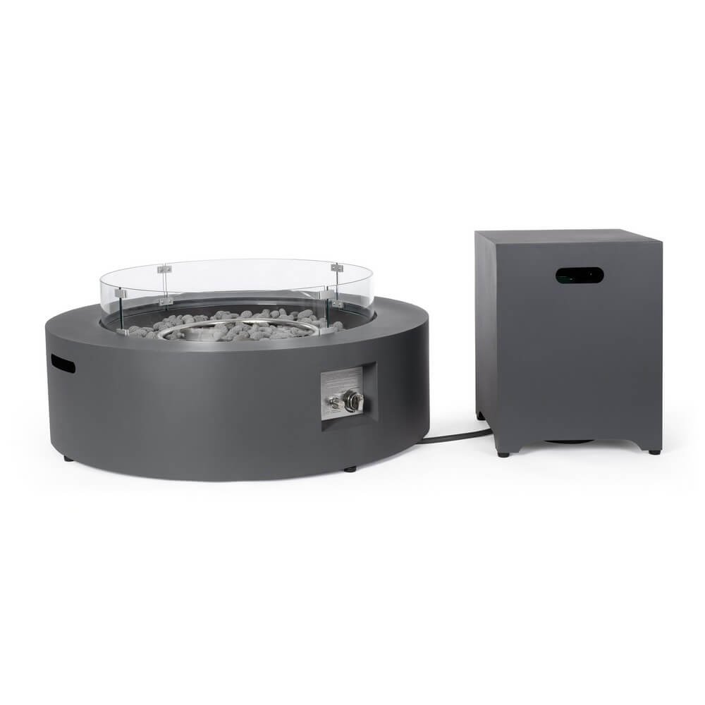 Camino a Gas Acciaio Grigio Moderno da Esterno Ø104 cm - NUVOLA