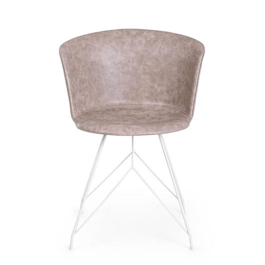 Set 2 Sedie Ecopelle Vintage Grigio Moderno da Interno - IONA Colore: Bianco