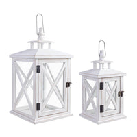 Set 2 Lanterne Legno Bianco Rustiche da Interno - BUTLER