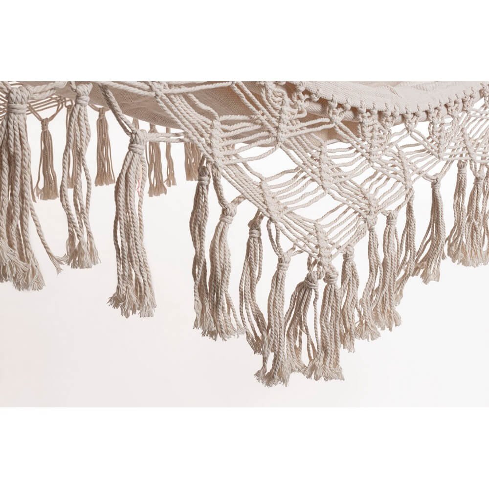 Amaca Cotone Bianco Boho da Esterno 100x200 cm - AURORA Colore: Bianco