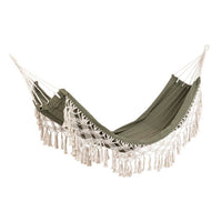 Amaca Cotone Bianco Boho da Esterno 100x200 cm - AURORA Colore: Verde
