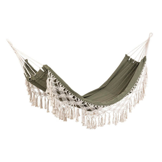Amaca Cotone Bianco Boho da Esterno 100x200 cm - AURORA Colore: Verde