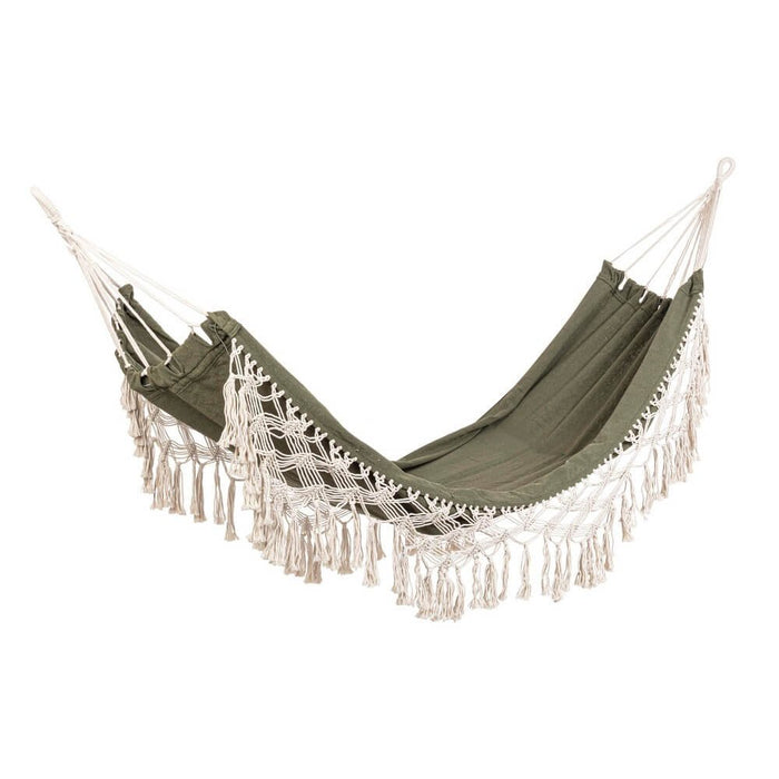 Amaca Cotone Bianco Boho da Esterno 100x200 cm - AURORA Colore: Verde