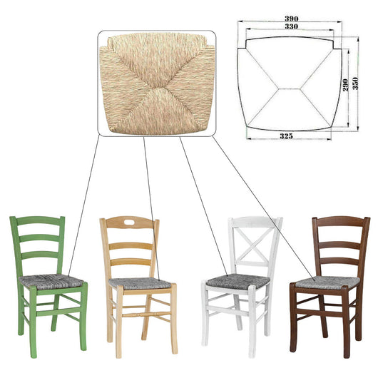 Seduta di ricambio modello Venezia - C1212 in paglia palustre per sedia