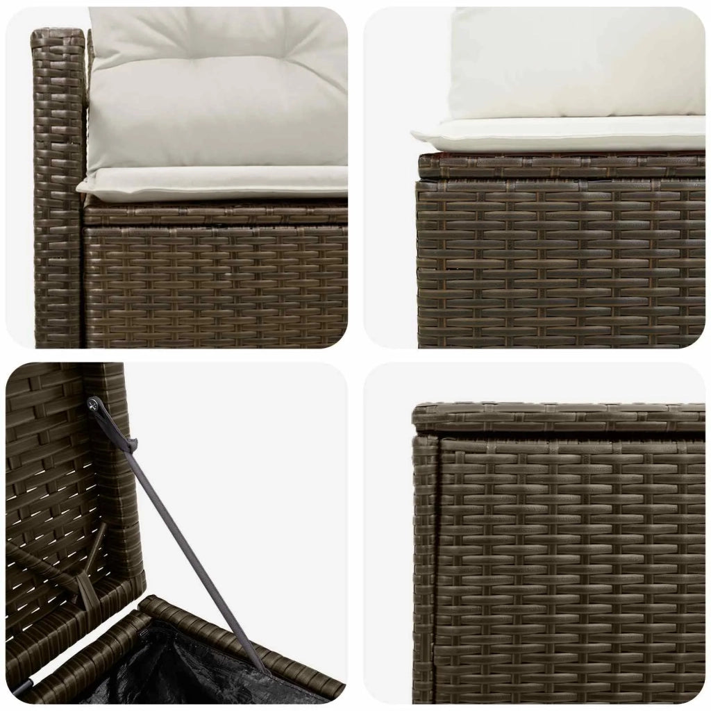 Set di divani 5 pz Marrone e Bianco Crema 3447794
