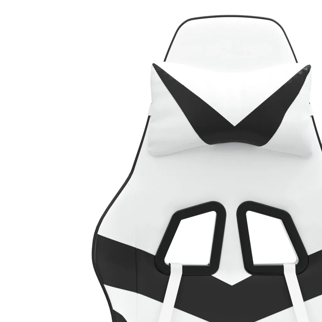 Sedia da Gaming Girevole Poggiapiedi Bianco e Nero Similpelle 349565