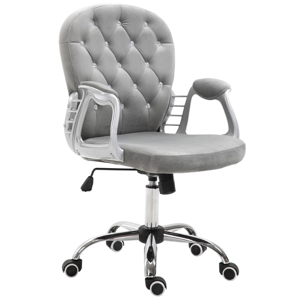 Sedia da ufficio in velluto con schienale e braccioli ¨C zephmum ¨C Grigio 60x60x93-103 cm