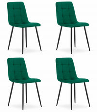 Sedia Valora PYRA in velluto verde scuro, design moderno x4