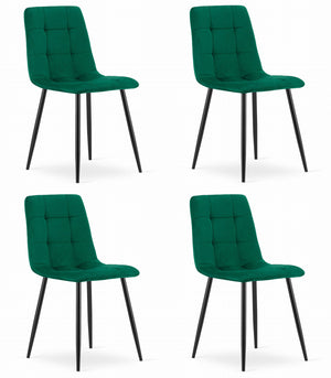 Sedia Valora PYRA in velluto verde scuro, design moderno x4