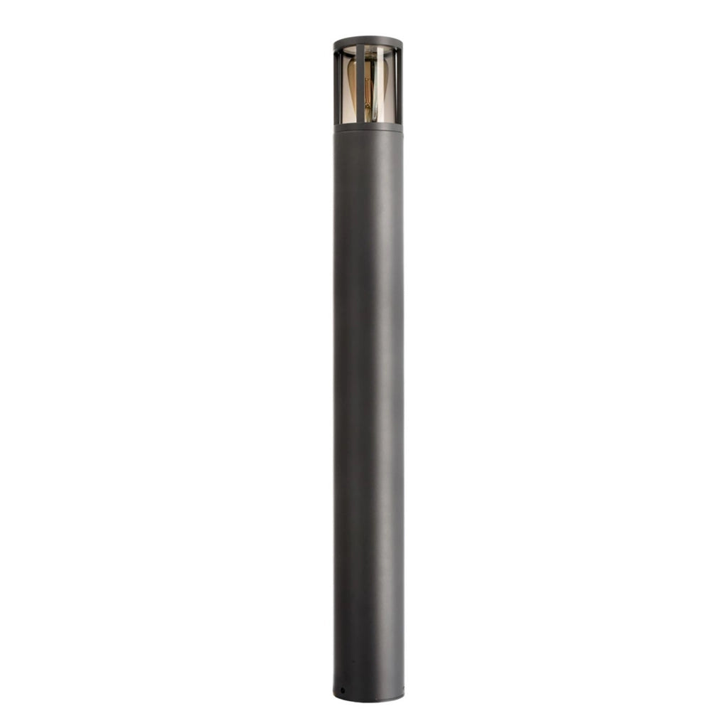 FACADO II ROUND Lampione LED E27 impermeabile IP65 palo luminoso moderno luce esterni giardino viale villa 230V 100cm Grigio scuro diffusore fume