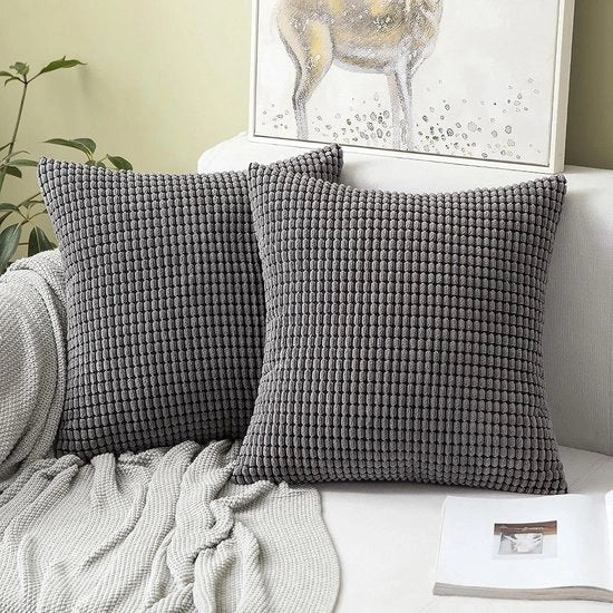 Set di 2 coprileoni di corduroy decorativi per cuscino di divano copri cuscino decorativo morbido per soggiorno camera da letto 50x50 cm, 20x20 pollici grigio
