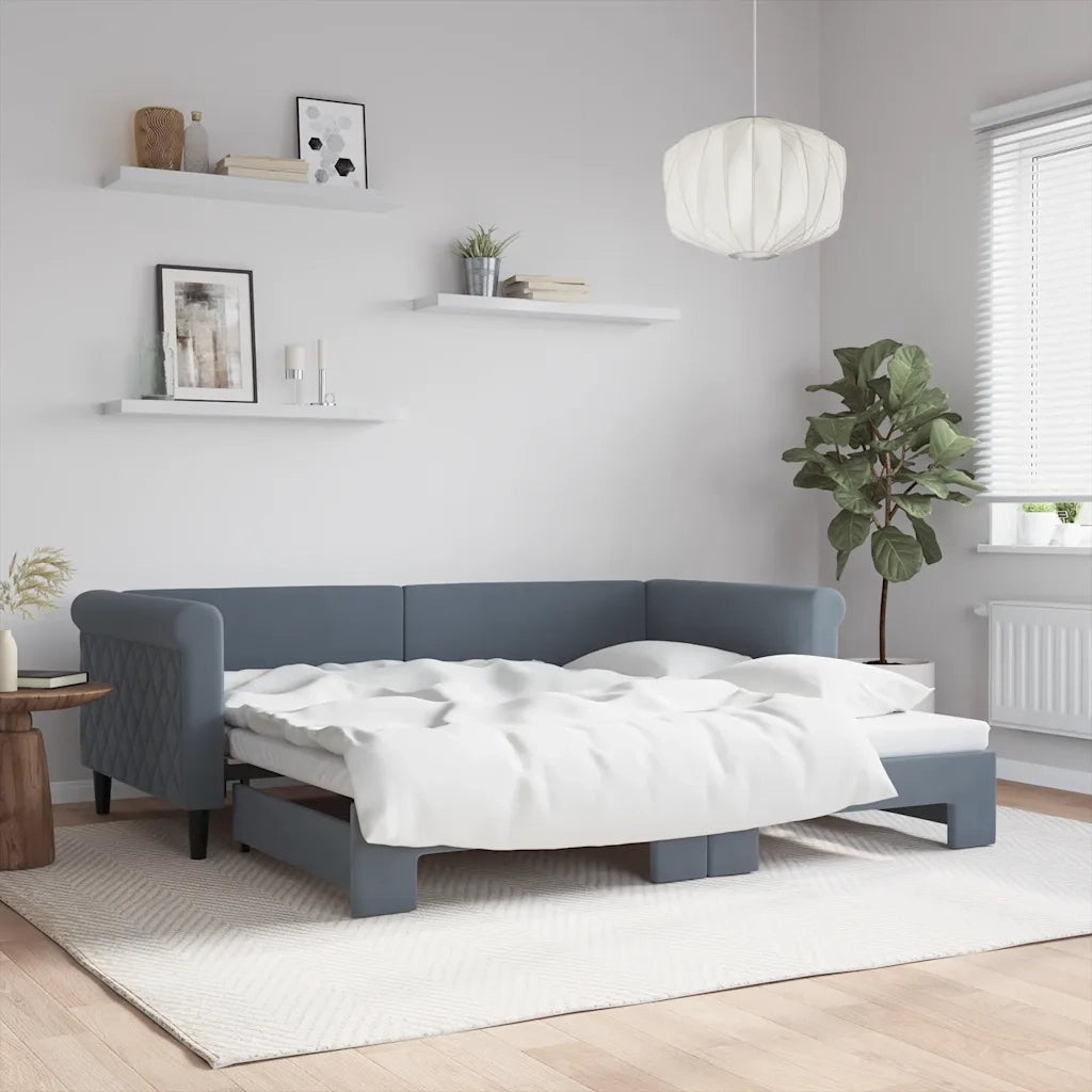 Divano Letto con Letto Estraibile-Sofa Letto-Daybed Grigio Scuro 90x190cm Velluto 783257