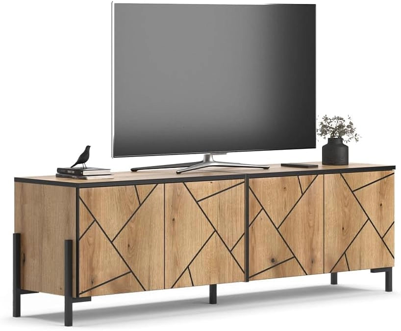 Mobile tv Hatto, Rovere, 156.8 x 50 cm, adatto per riporre e conservare in camera da letto