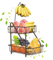 2 Pannelli di Raccordo per Frutta con Contenitore per Banane - Scatola per Fruitti in Metallo per Cucina e Magazzino