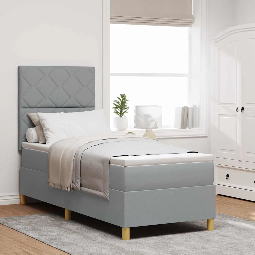 Letto a Sorgente LED Grigio chiaro 80 x 200 cm Tessuto