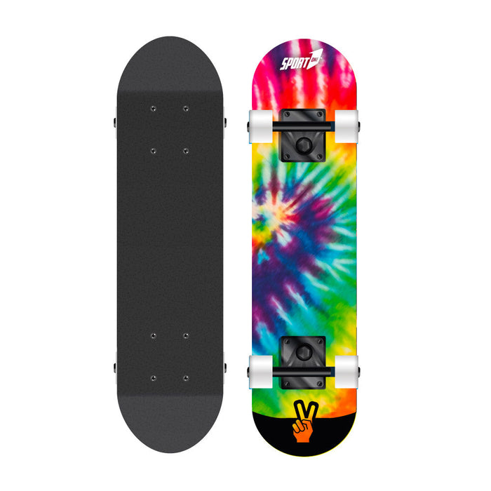 Skateboard con Tavola 80 cm in Legno Concava Hippy Multicolore