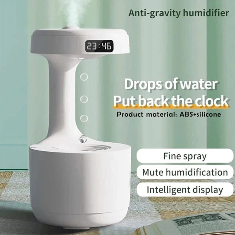Trade Shop - Umidificatore Aria Antigravità Diffusore Aromi Goccia Acqua Orologio Aromaterapia -