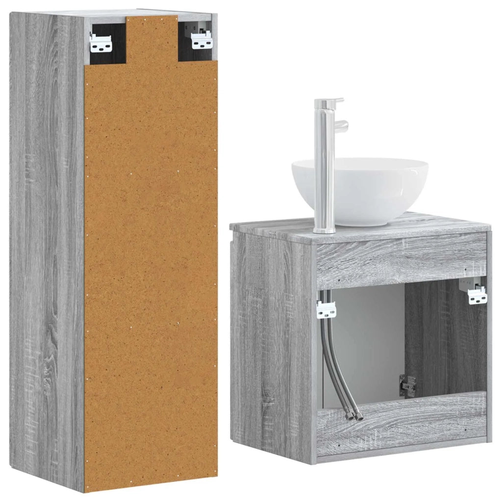Set di mobili per il bagno 2 pz Sonoma grigio 3406119