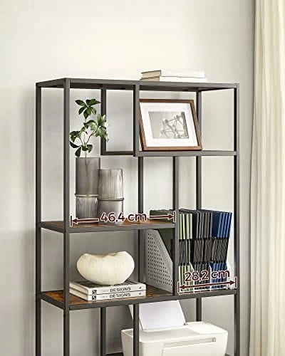 Libreria Valora LLS119B01 marrone rustico a 6 ripiani per soggiorno