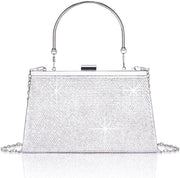 Clutch in Argento con Catena Rimovibile e Pailletten, Borsa a Tracolla Elegante per Donne (20 x 5 x 13 cm)