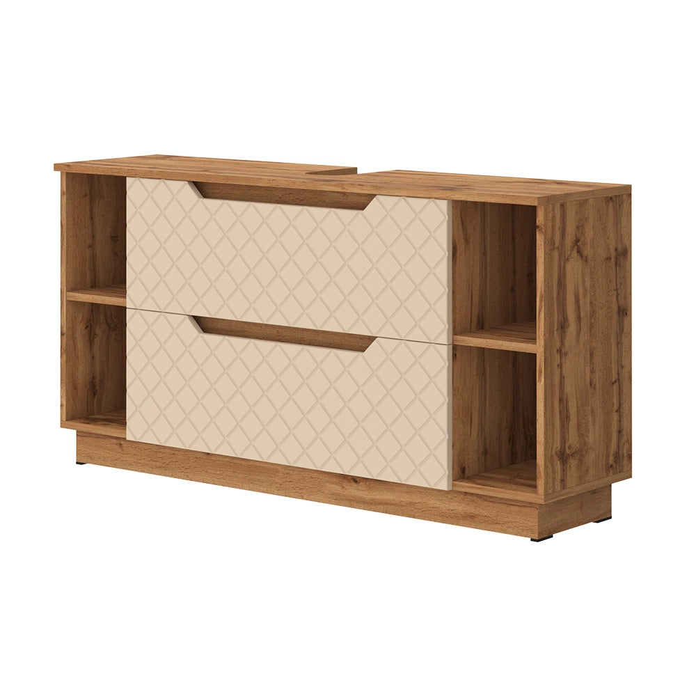 Vicco Mobile sottolavabo per bagno Rovere/cashmere con struttura in piastrelle 119.2 x 62.5 cm con 2 cassetti